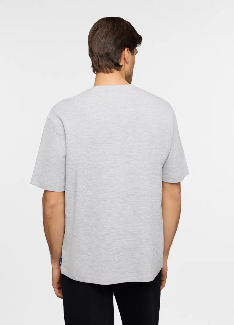 Maglia A Maniche Corte In Felpa Di Cotone Uomo, Unisex, Grigio chiaro melange miniatura 2