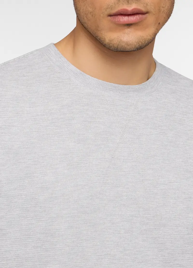 Maglia A Maniche Corte In Felpa Di Cotone Uomo, Unisex, Grigio chiaro melange miniatura 3