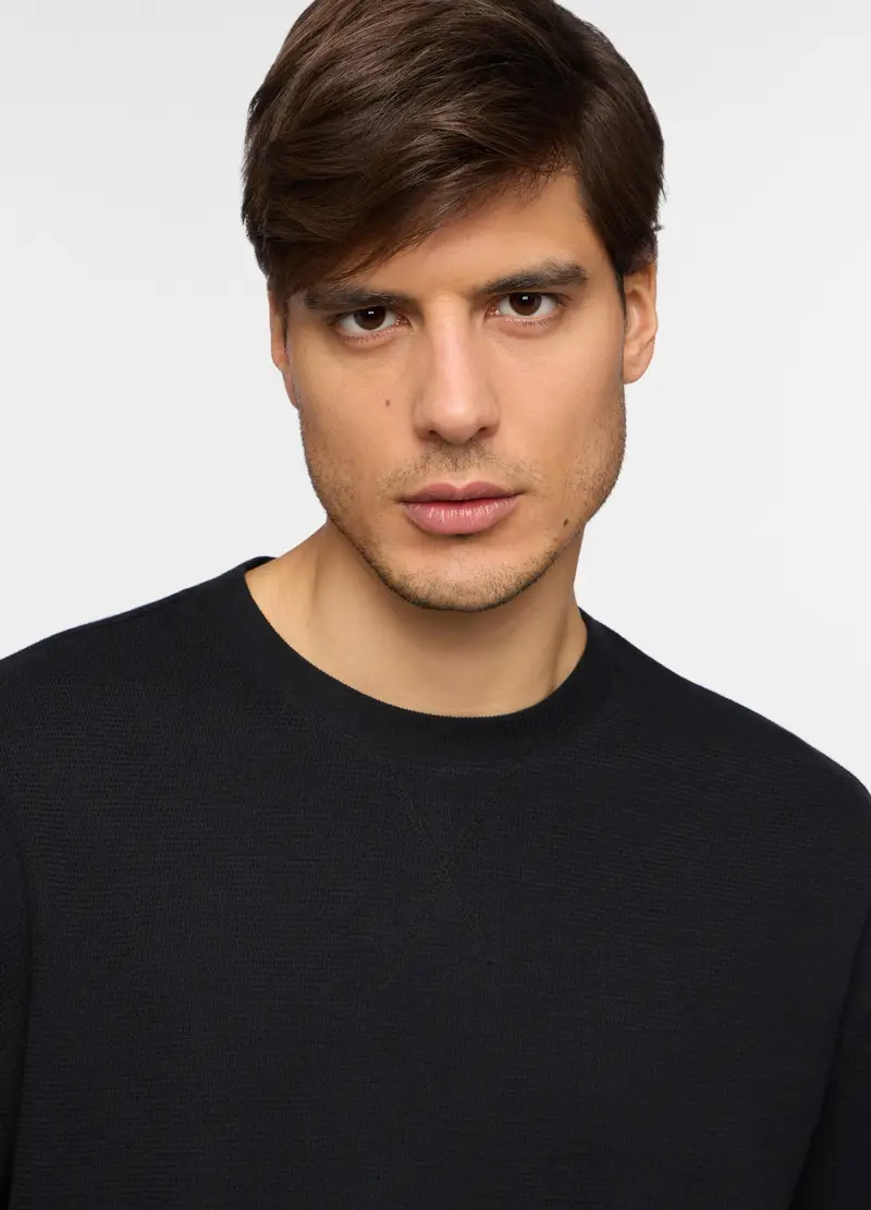 Maglia A Maniche Corte In Felpa Di Cotone Uomo, Unisex, Nero miniatura 3