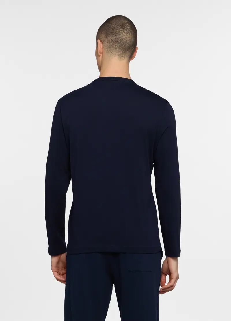 Maglia A Maniche Lunghe In Jersey Di Cotone, Unisex, Blu scuro miniatura 2