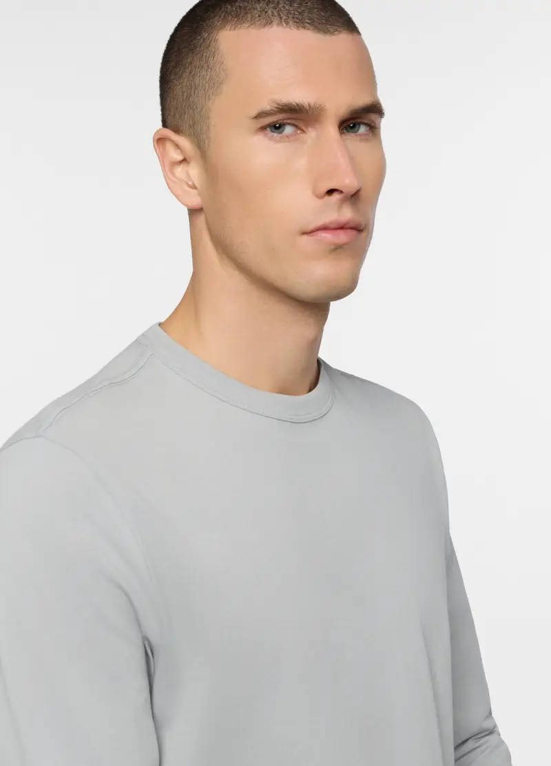 Maglia A Maniche Lunghe In Jersey Di Cotone, Unisex, Grigio cemento miniatura 3