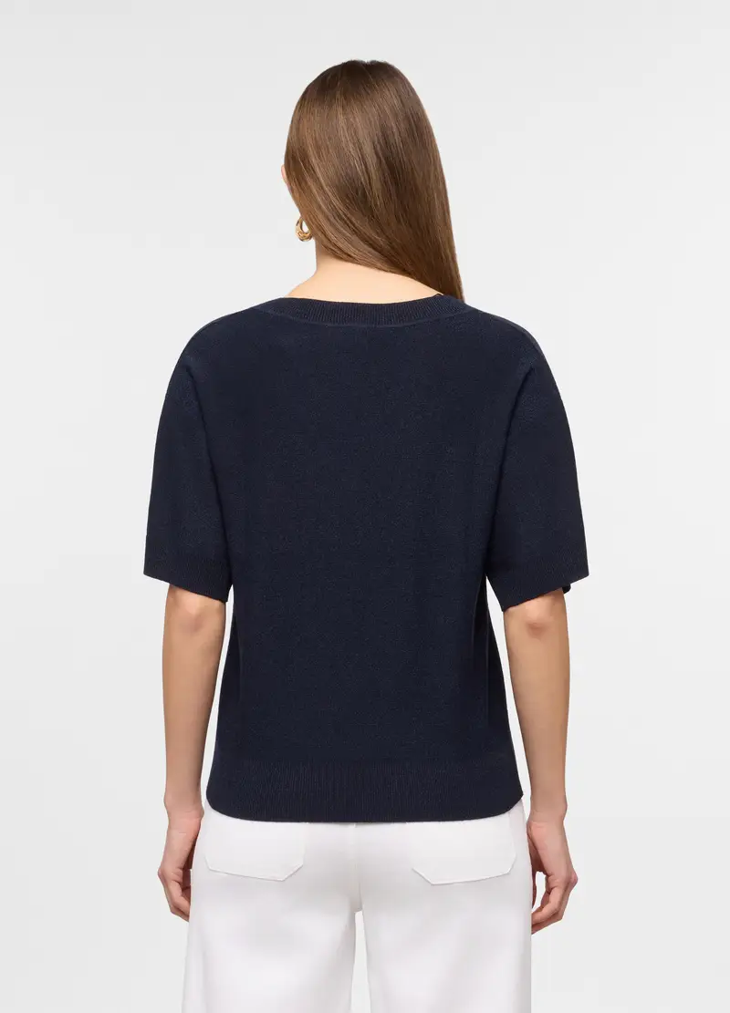 Maglia Con Scollo A V Donna, Blu navy miniatura 2