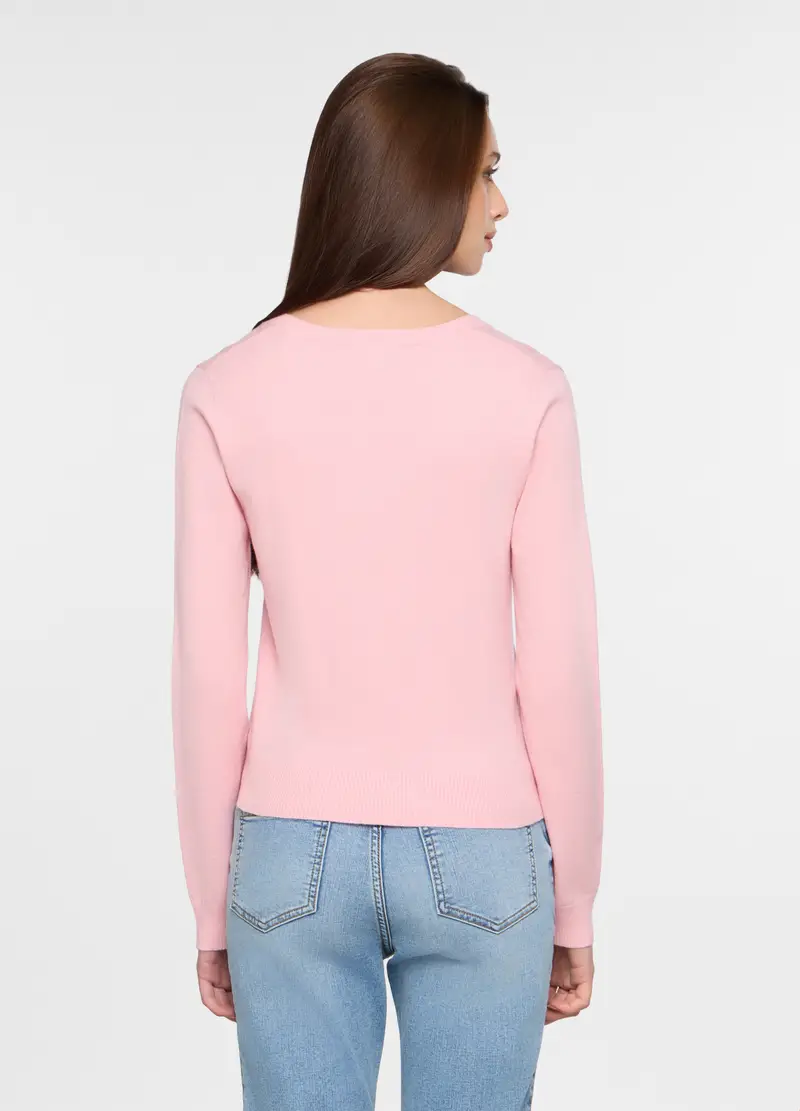 Maglia Con Scollo A V Rasata Donna, Rosa chiaro miniatura 2