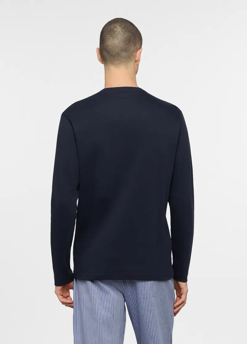 Maglia Del Pigiama A Serafino In Cotone Uomo, Blu scuro miniatura 2