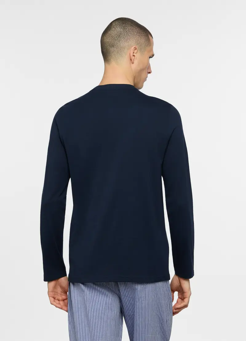 Maglia Del Pigiama A Serafino In Jersey Uomo, Blu scuro miniatura 2
