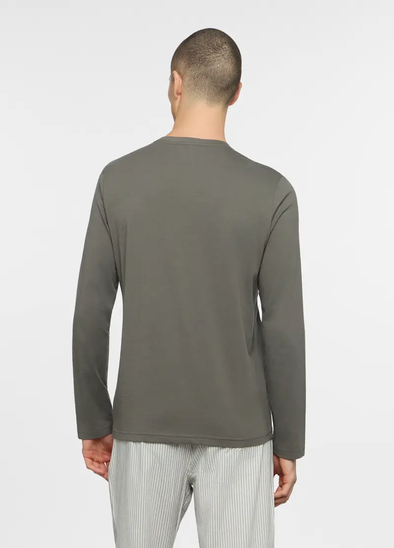 Maglia Del Pigiama A Serafino In Jersey Uomo, Verde antracite miniatura 2