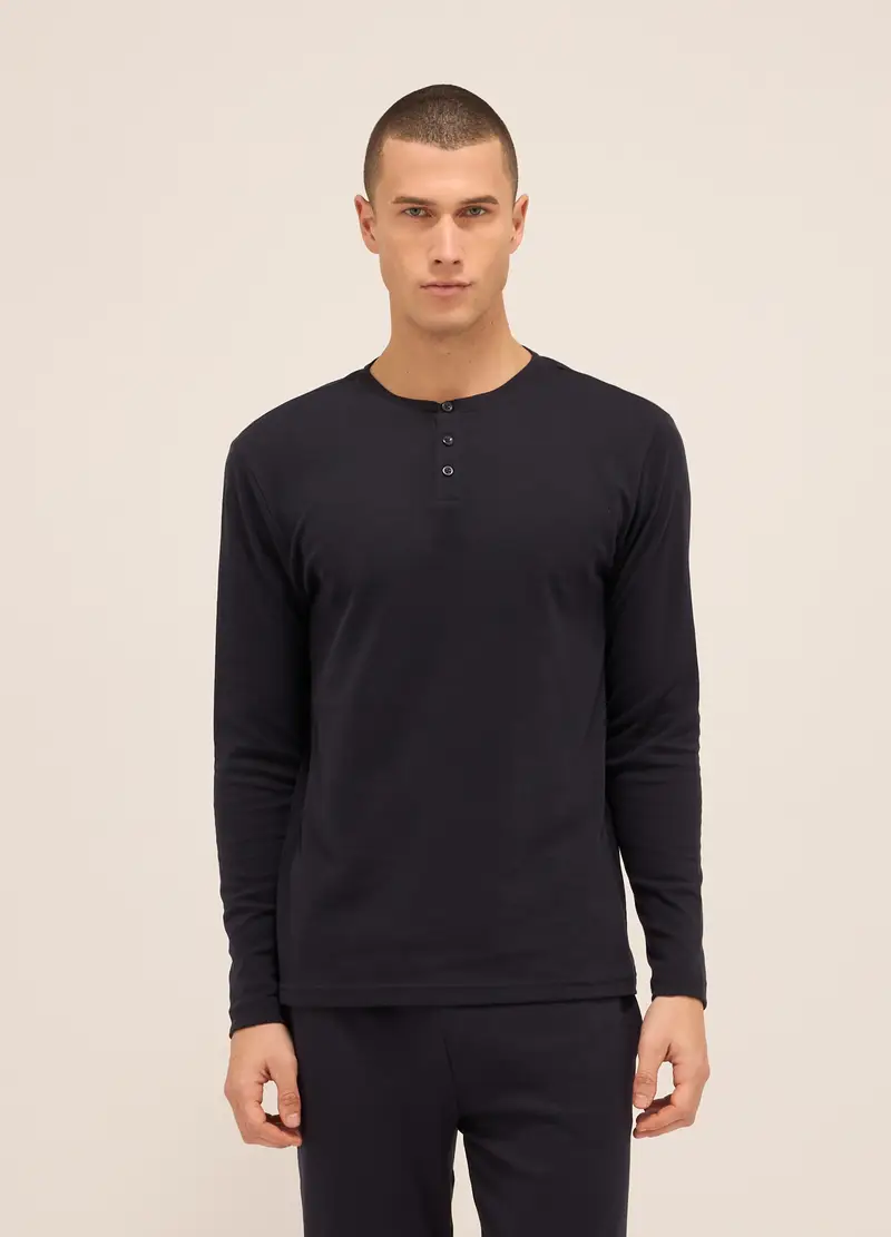 Upim, Maglia Del Pigiama A Serafino In Puro Cotone Uomo, Blu scuro, Taglia: S