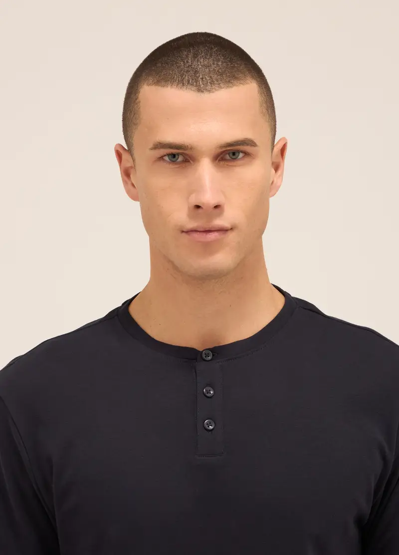 Upim, Maglia Del Pigiama A Serafino In Puro Cotone Uomo, Blu scuro, Taglia: S miniatura 2