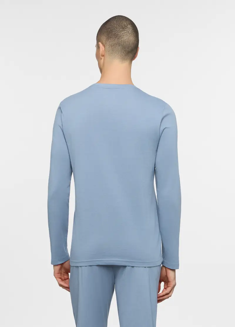 Maglia Del Pigiama In Jersey Di Cotone Uomo, Azzurro celeste miniatura 2