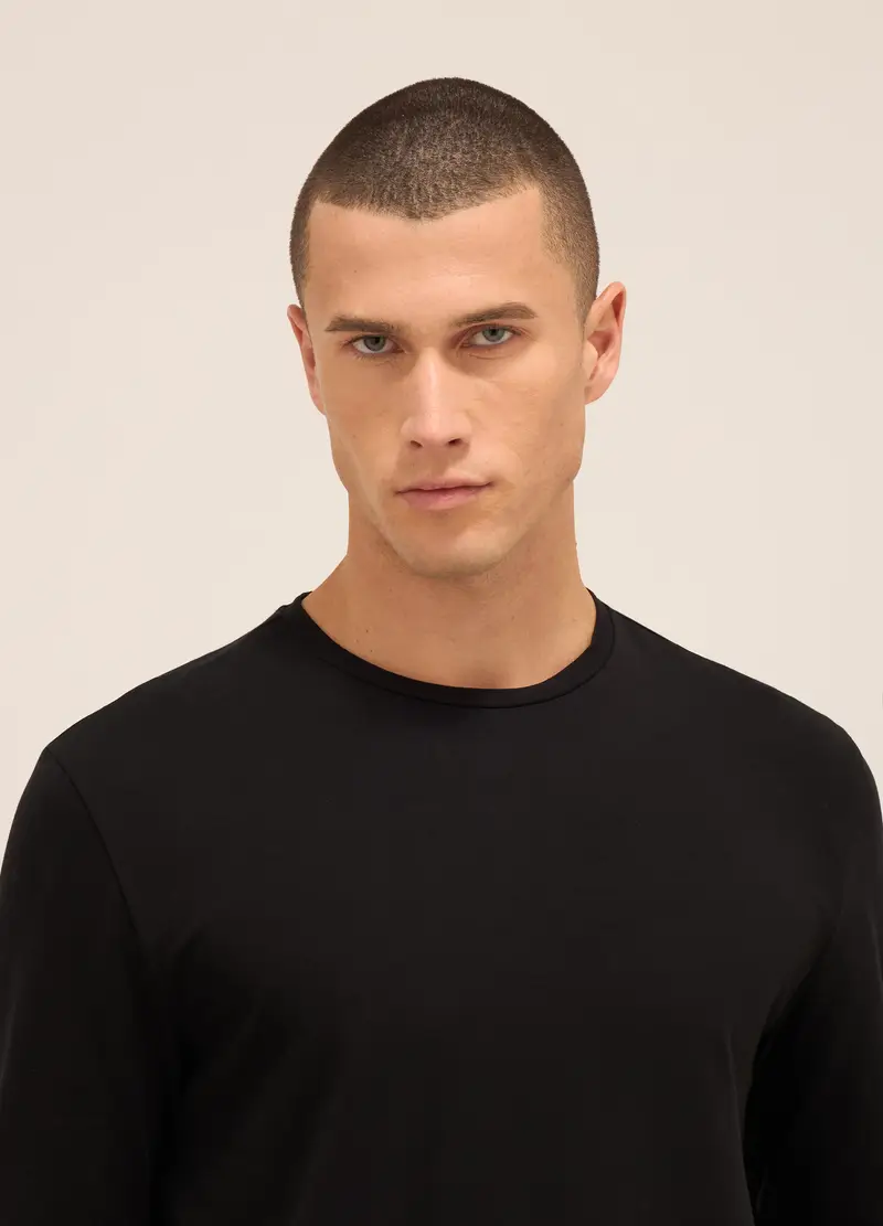 Upim, Maglia Girocollo A Maniche Lunghe In Cotone Stretch Uomo, Unisex, Nero, Taglia: S miniatura 2