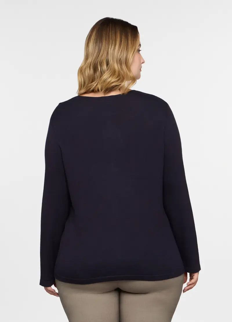 Maglia Girocollo In Costina Donna Curvy, Blu Bluette miniatura 2