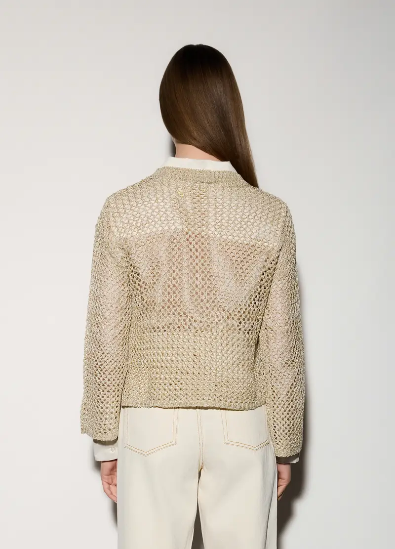 Maglia Girocollo Lavorata Donna, Unisex, Beige chiaro miniatura 3