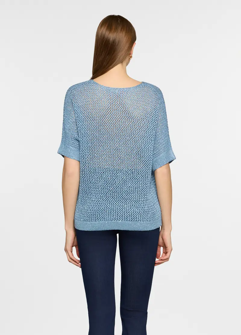 Maglia Girocollo Operata Donna, Azzurro cielo miniatura 2