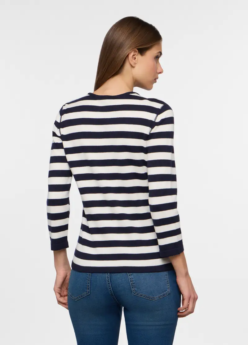 Maglia Girocollo Operata Donna, Blu navy miniatura 2