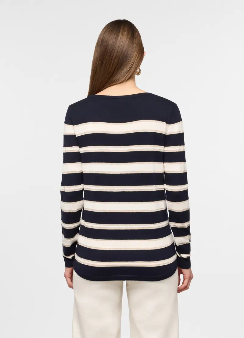 Maglia Girocollo Operata Donna, Blu navy miniatura 2