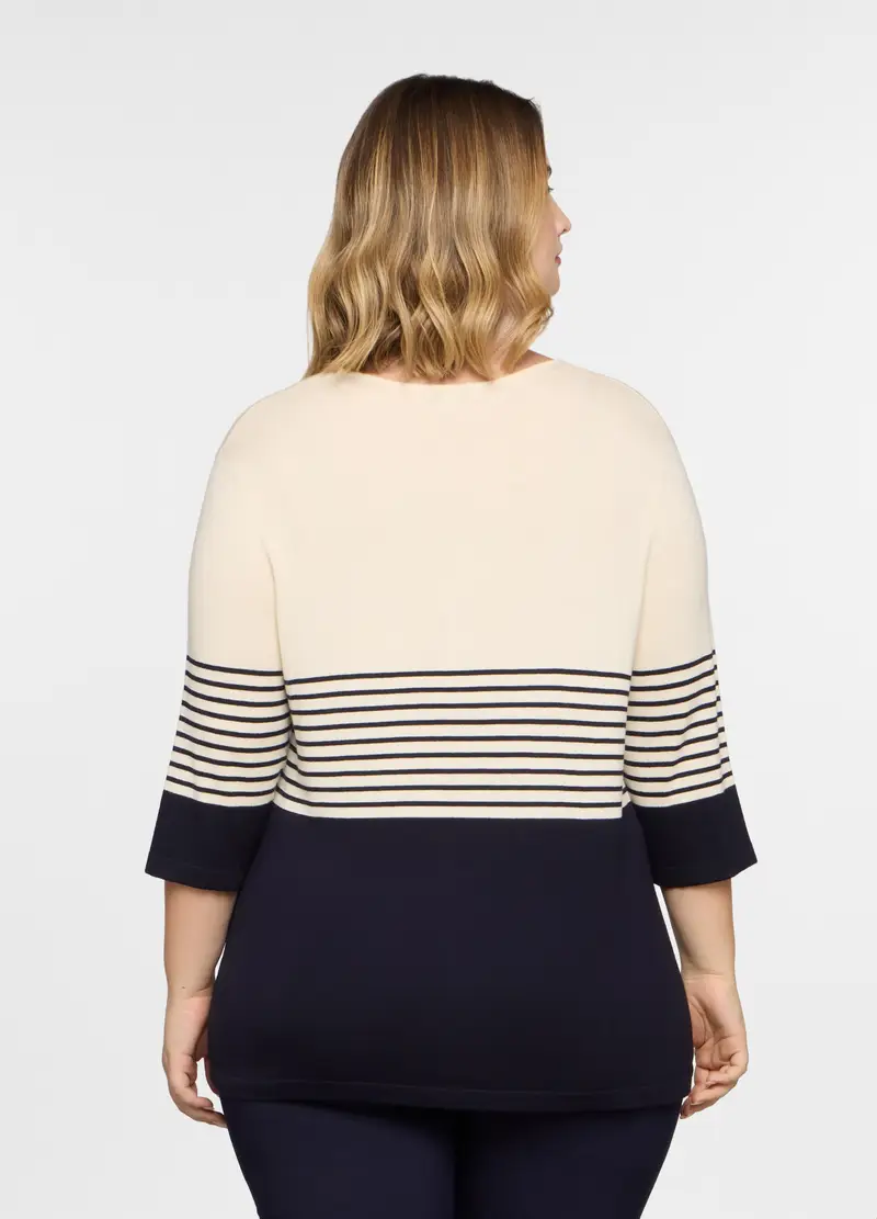 Maglia Girocollo Operata Donna Curvy, Blu Bluette miniatura 2