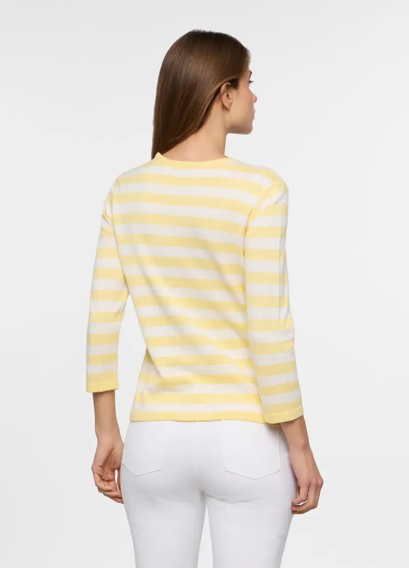Maglia Girocollo Operata Donna, Giallo chiaro miniatura 2