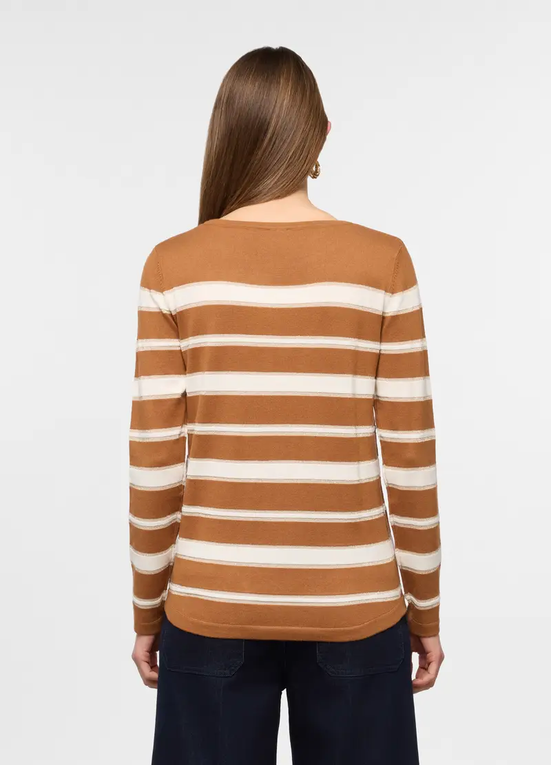 Maglia Girocollo Operata Donna, Marrone cioccolato miniatura 2