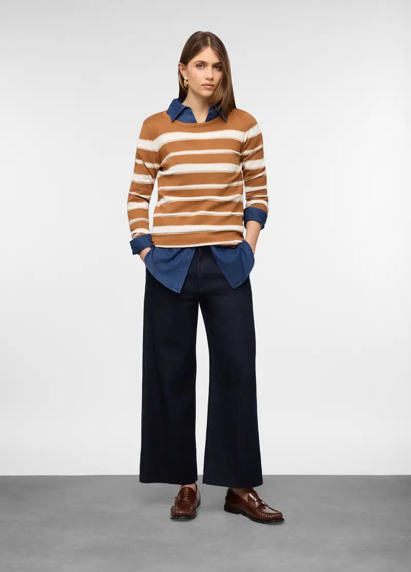 Maglia Girocollo Operata Donna, Marrone cioccolato