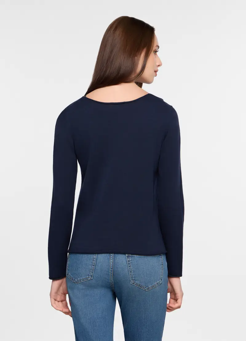 Maglia Girocollo Rasata Donna, Blu scuro miniatura 2