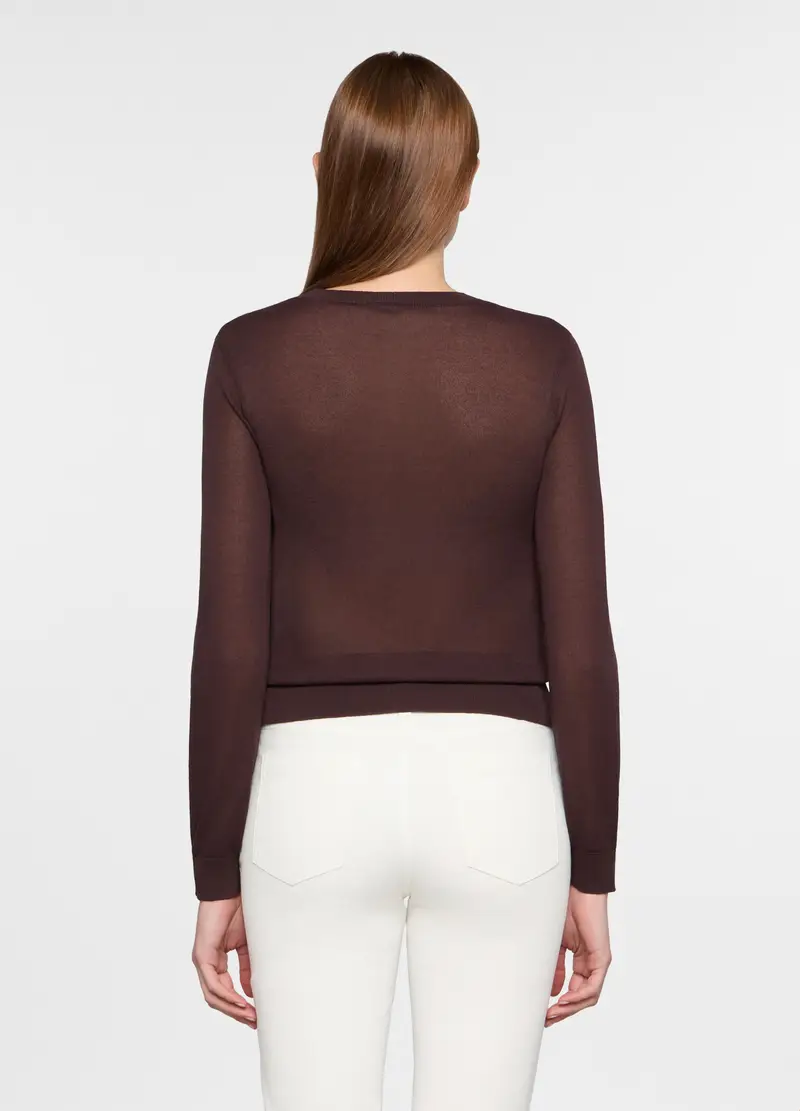 Maglia Girocollo Rasata Donna, Marrone cioccolato miniatura 2