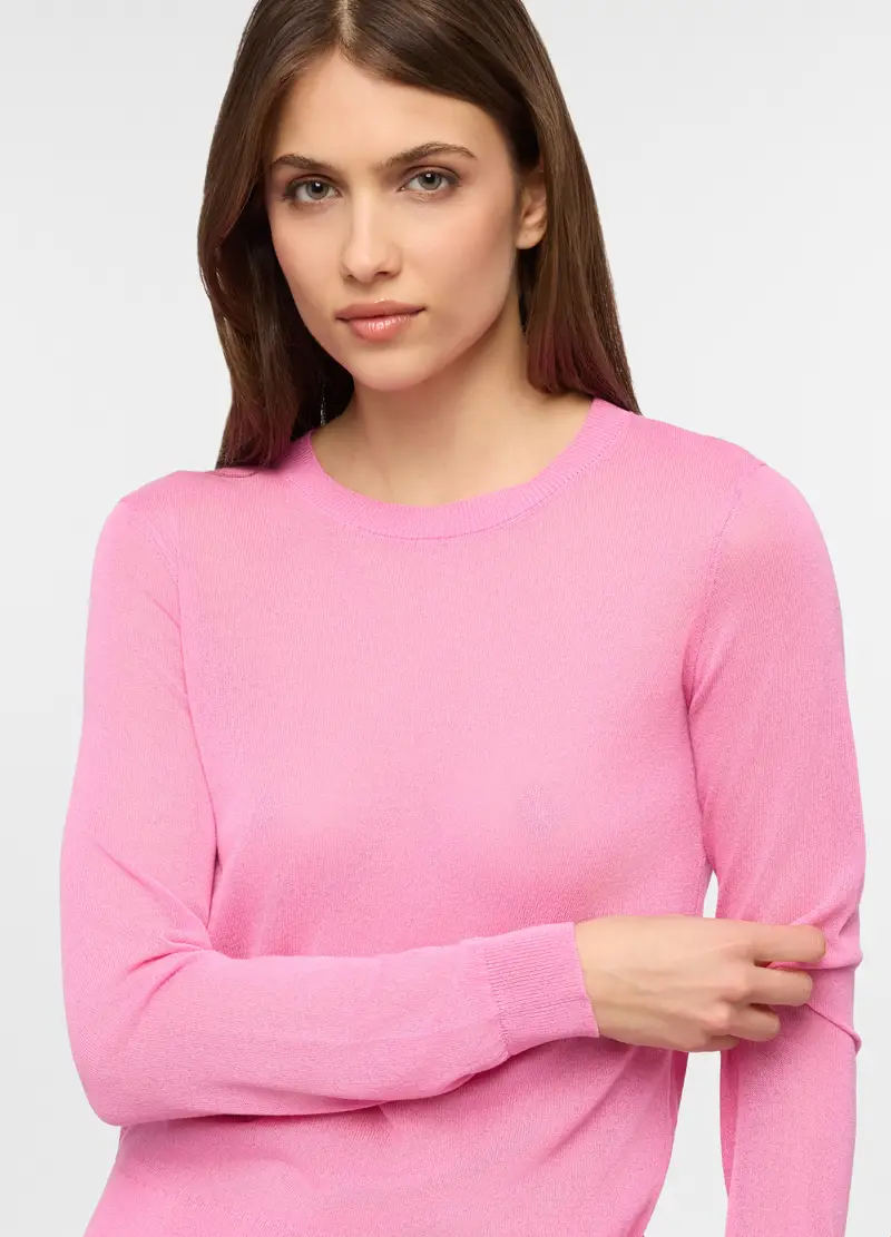 Maglia Girocollo Rasata Donna, Rosa pastello miniatura 3