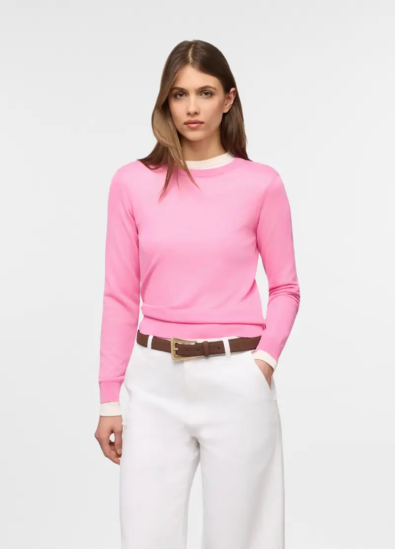 Maglia Girocollo Rasata Donna, Rosa pastello