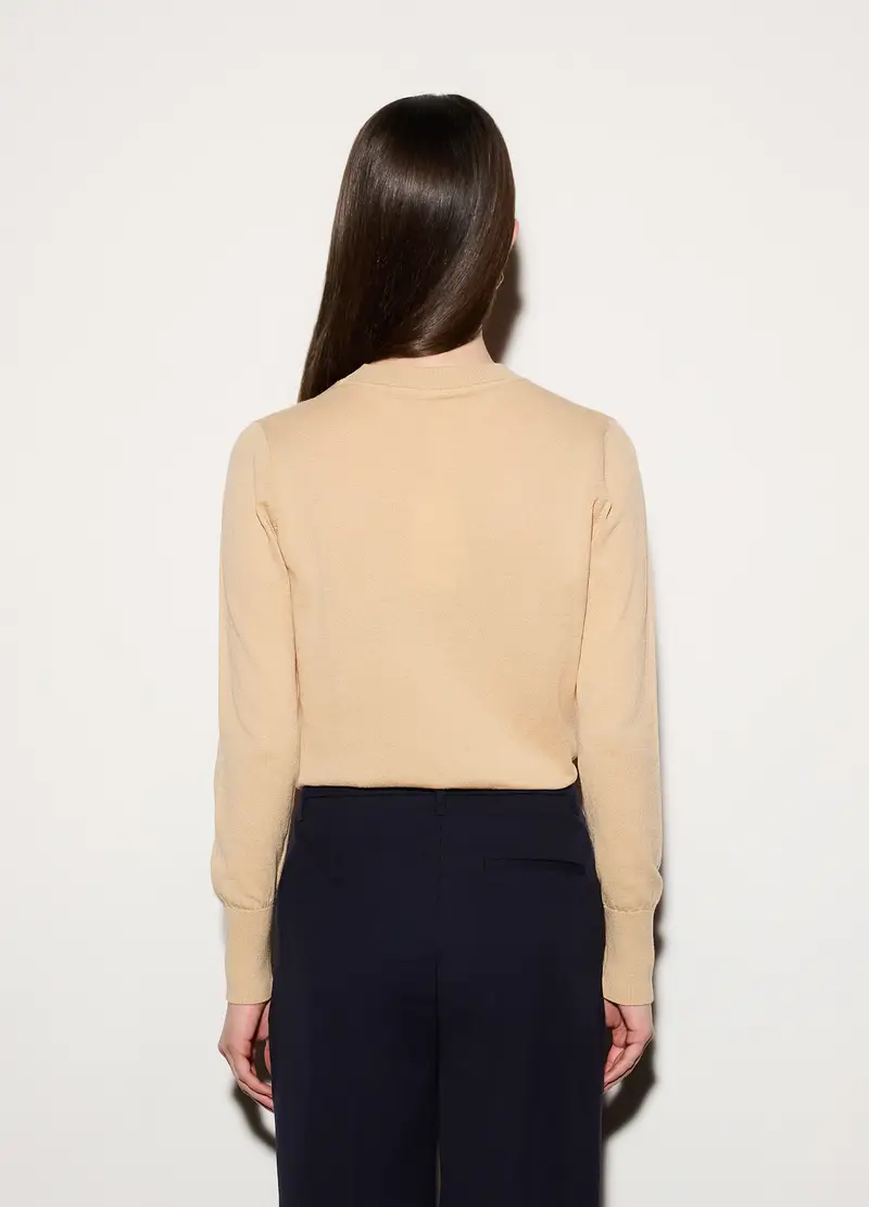 Maglia Girocollo Rasata Donna, Unisex, Beige chiaro miniatura 3