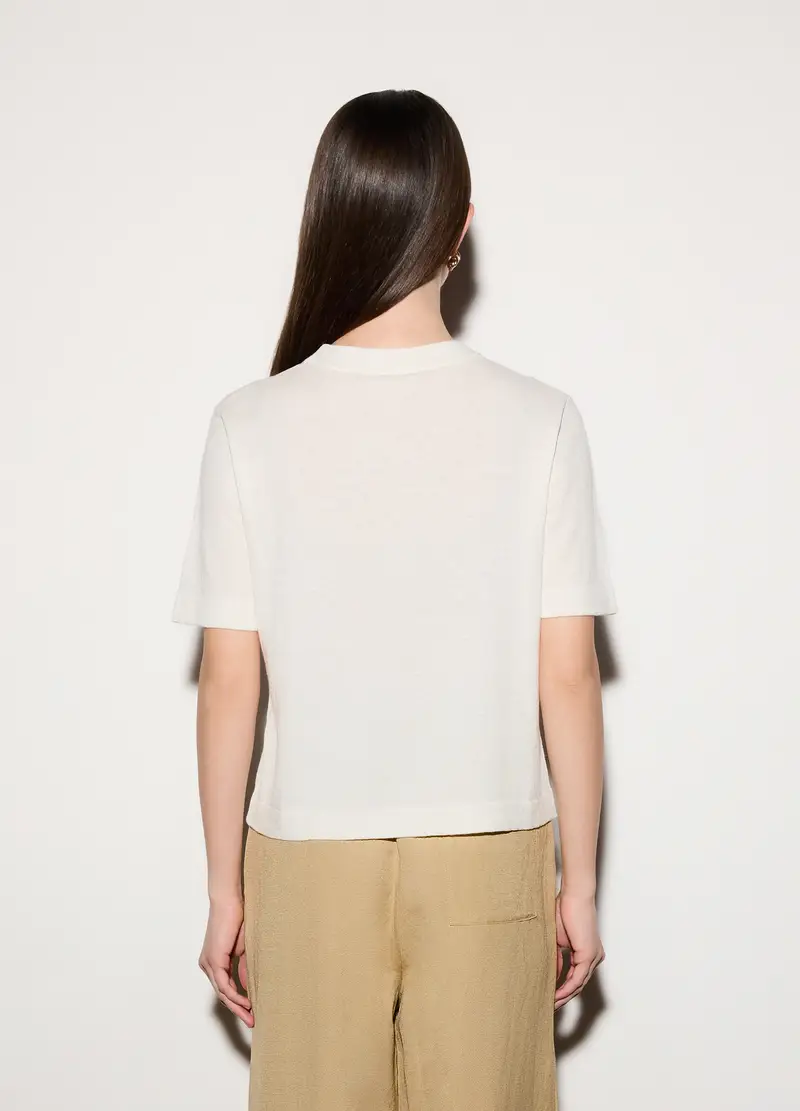 Maglia Girocollo Rasata Donna, Unisex, Bianco avorio miniatura 3