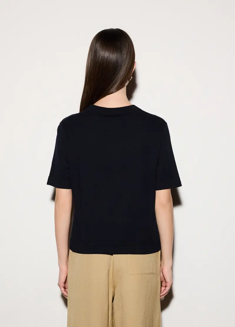 Maglia Girocollo Rasata Donna, Unisex, Blu navy miniatura 3