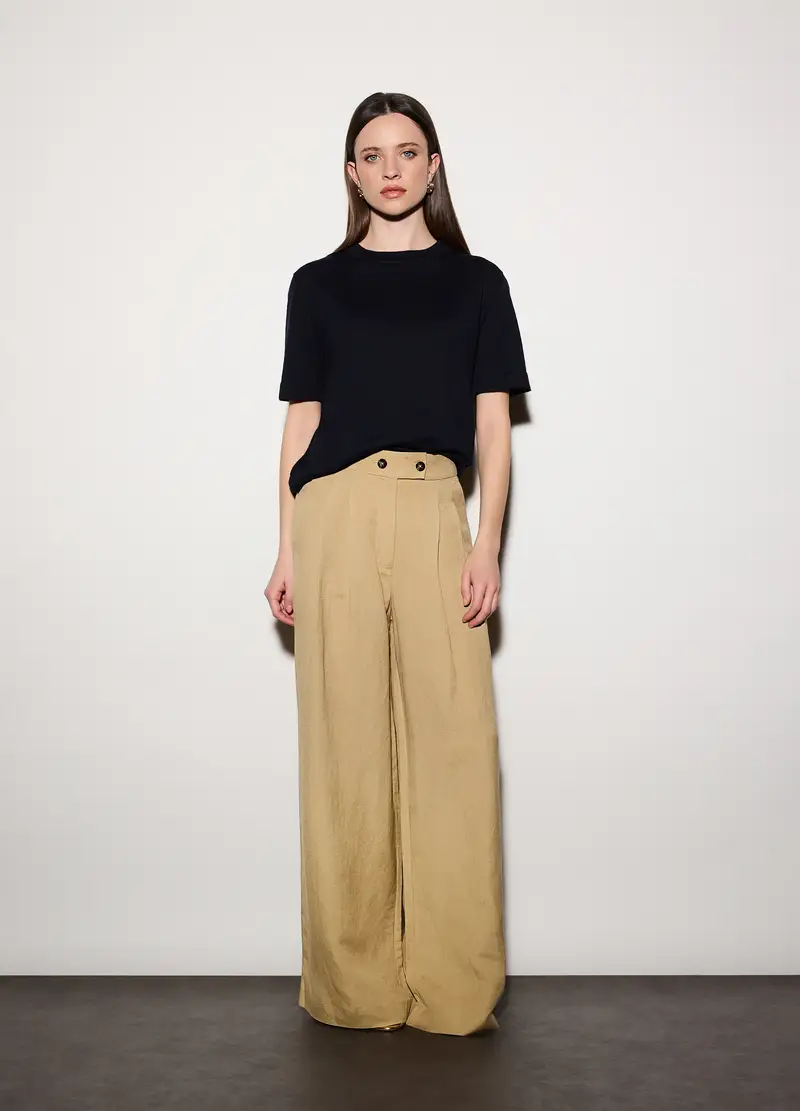 Maglia Girocollo Rasata Donna, Unisex, Blu navy