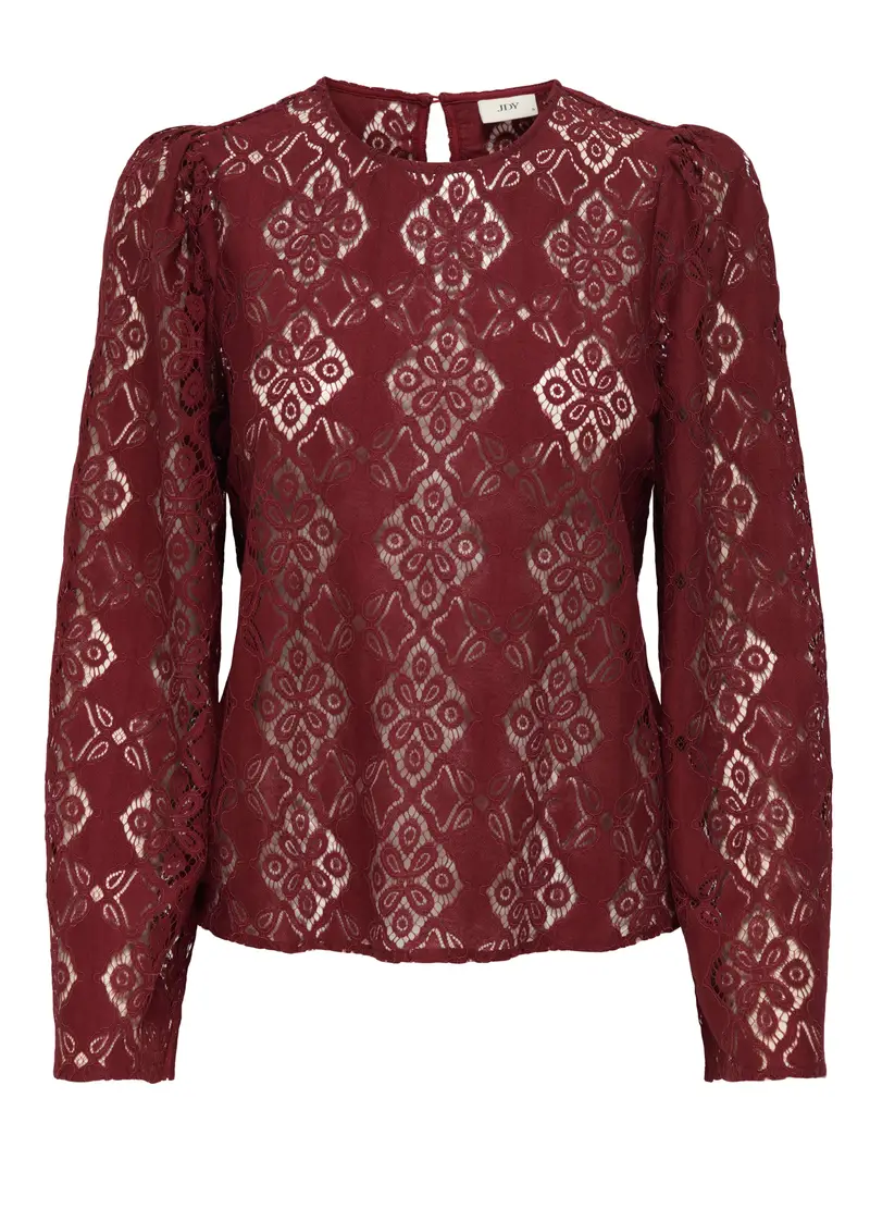 Maglia In Pizzo Lavorata Donna, Unisex, Rosso mattone