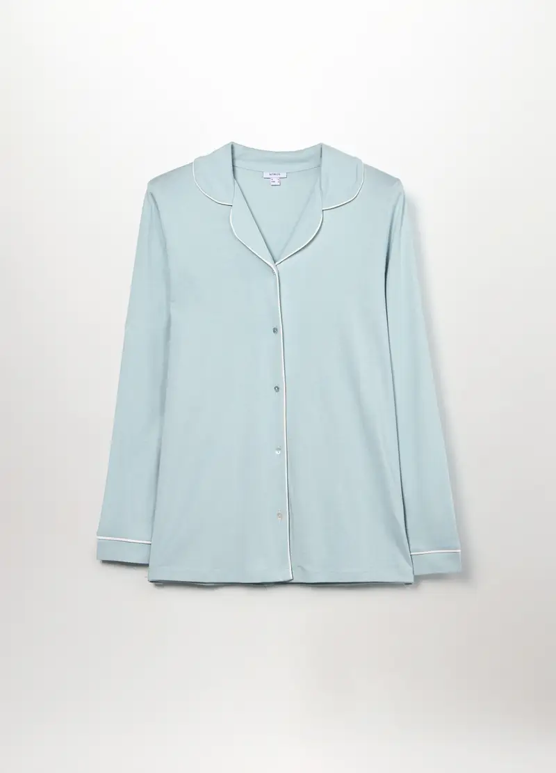 Maglia Pigiama Misto Cotone Donna, Azzurro chiaro