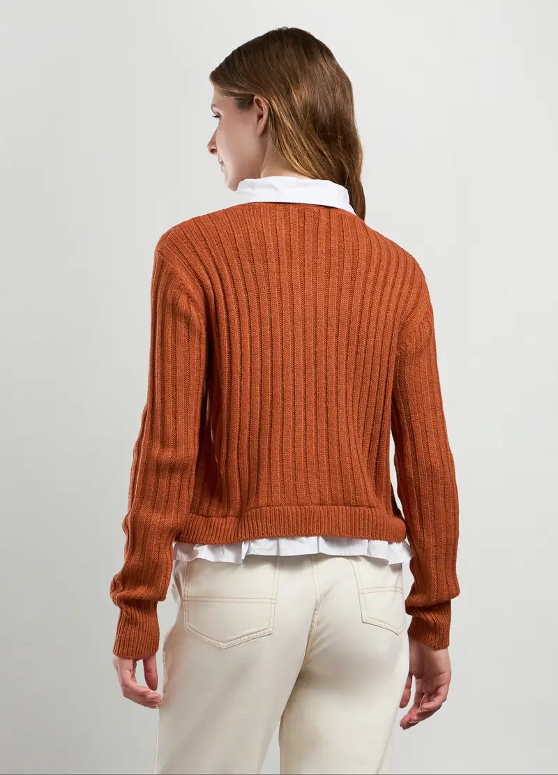 Maglia Tricot Con Inserti Donna, Arancione scuro miniatura 2