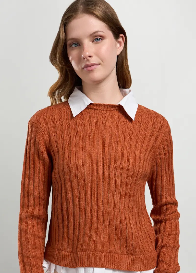 Maglia Tricot Con Inserti Donna, Arancione scuro miniatura 3