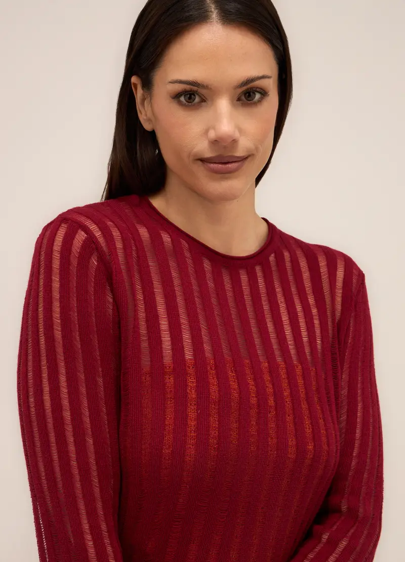 Upim, Maglia Tricot Misto Cotone Donna, Rosso scuro, Taglia: XS miniatura 2