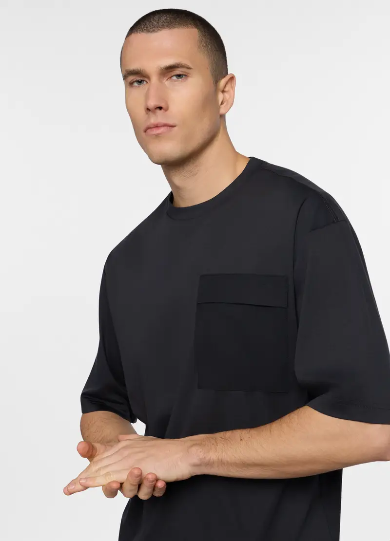 Maglietta A Maniche Corte In Interlock Uomo, Unisex, Nero miniatura 3