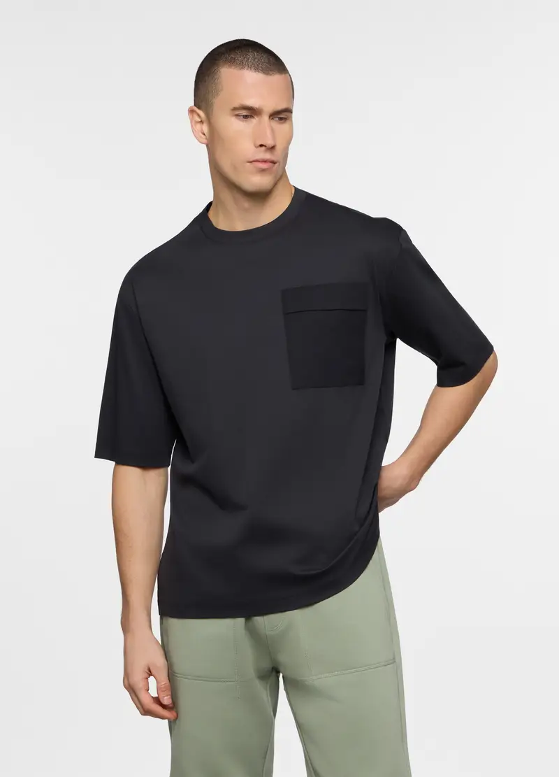 Maglietta A Maniche Corte In Interlock Uomo, Unisex, Nero