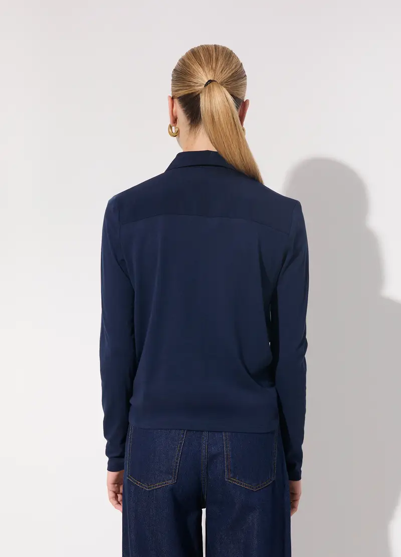 Maglietta A Maniche Lunghe In Cotone E Modal Donna, Unisex, Blu navy miniatura 3