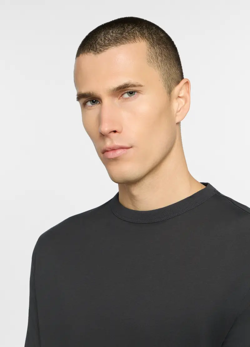 Maglietta A Maniche Lunghe In Cotone Uomo, Unisex, Grigio antracite miniatura 3