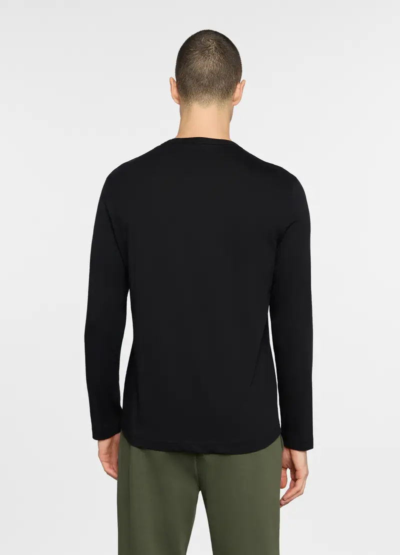 Maglietta A Maniche Lunghe In Cotone Uomo, Unisex, Nero miniatura 2