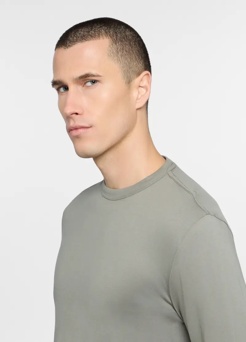 Maglietta A Maniche Lunghe In Cotone Uomo, Unisex, Verde salvia miniatura 3