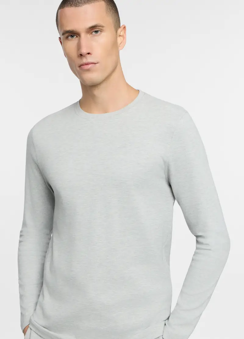 Maglietta Del Pigiama In Misto Cotone Uomo, Grigio chiaro miniatura 3