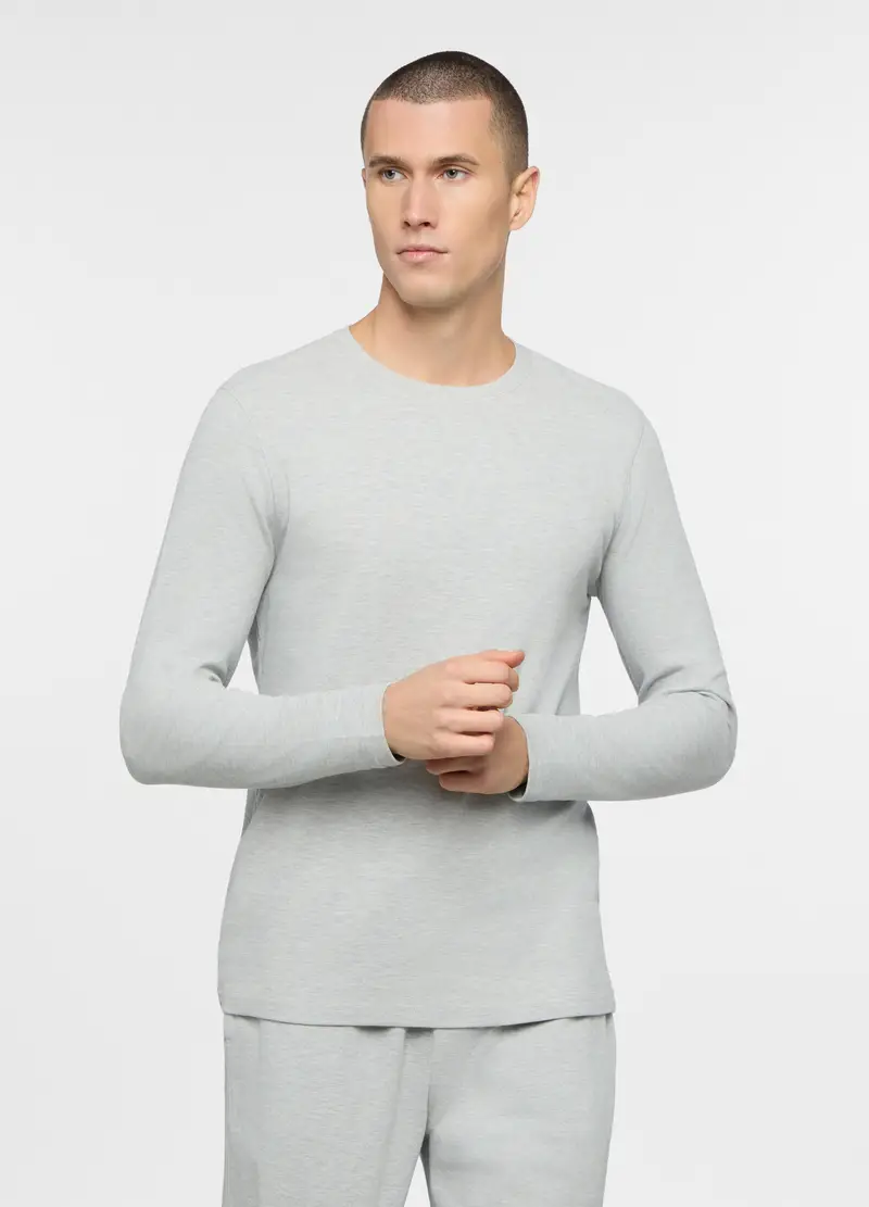 Maglietta Del Pigiama In Misto Cotone Uomo, Grigio chiaro