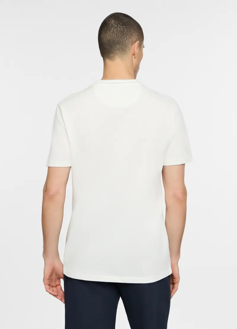 Maglietta Girocollo In Piquet Di Cotone Uomo, Unisex, Bianco latte miniatura 2