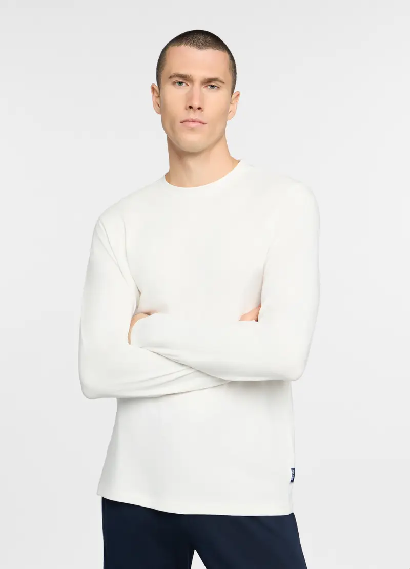 Maglietta In Jersey Di Cotone Uomo, Unisex, Bianco avorio