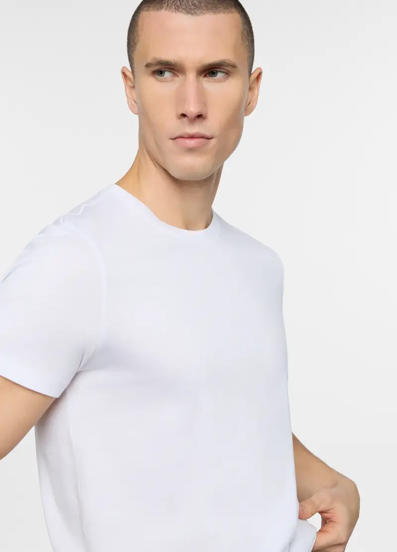 Maglietta Intima In Cotone Uomo, Bianco ottico miniatura 3
