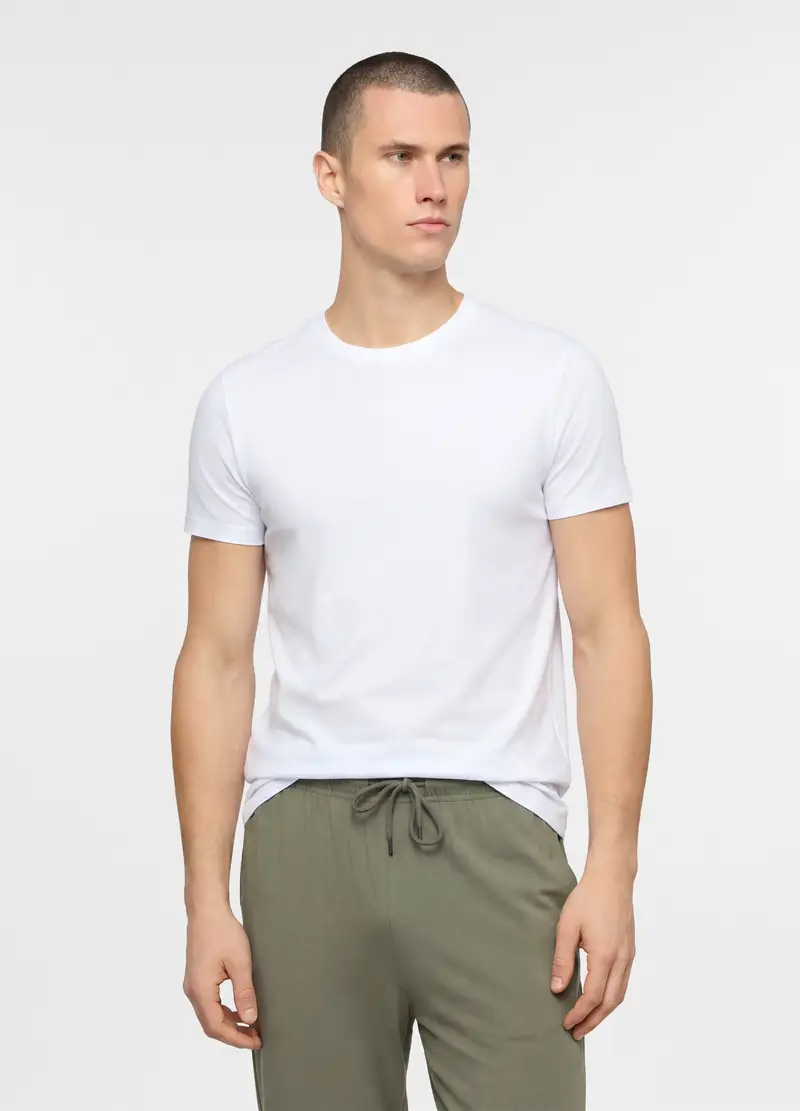 Maglietta Intima In Cotone Uomo, Bianco ottico