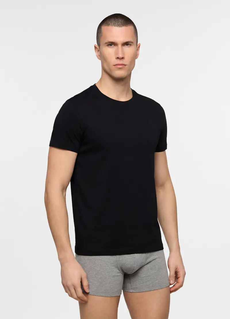 Maglietta Intima In Cotone Uomo, Nero