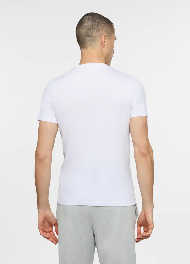 Maglietta Intima Slim In Cotone Uomo, Bianco ottico miniatura 2